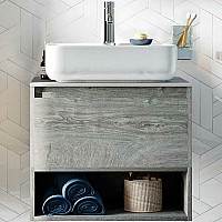 Тумба с раковиной STWORKI Карлстад 60 427704 подвесная Дуб рошелье