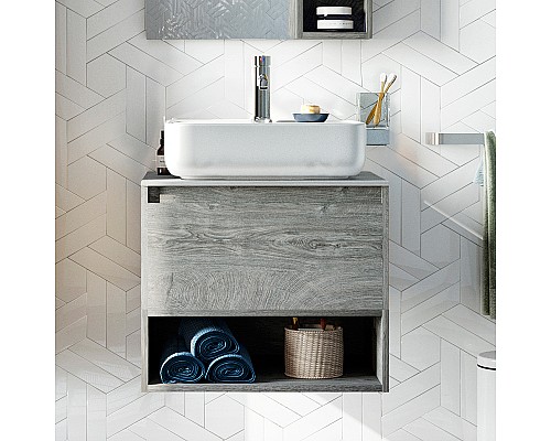 Тумба с раковиной STWORKI Карлстад 60 427704 подвесная Дуб рошелье