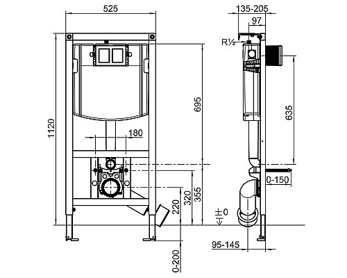 Инсталляция Villeroy&Boch ViConnect 92242700 (92246100) для унитаза без клавиши смыва