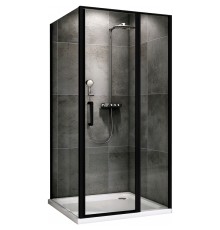 Душевой уголок Abber Sonnenstrand 120х80 профиль Черный стекло прозрачное, арт