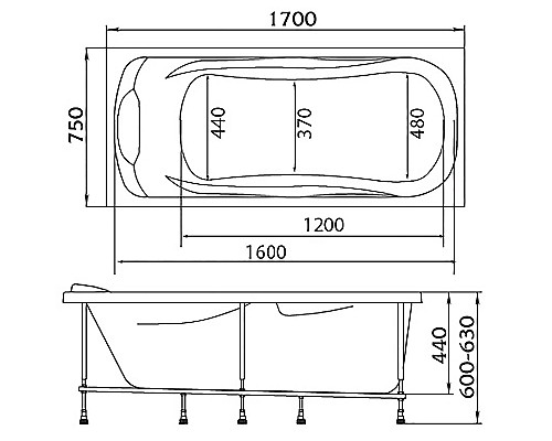 Акриловая ванна Marka One Dipsa 170х75 12017894 без гидромассажа