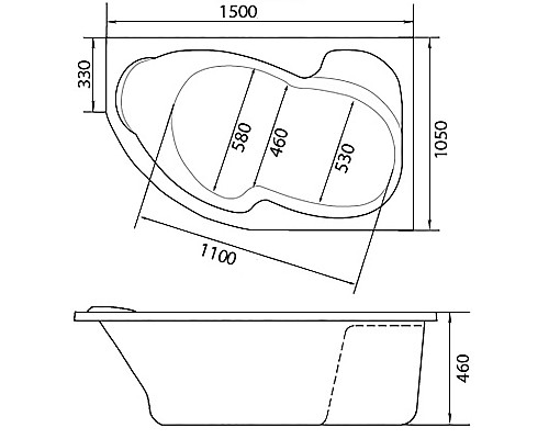 Акриловая ванна Marka One Aura 150x105 L 01ау1510л без гидромассажа