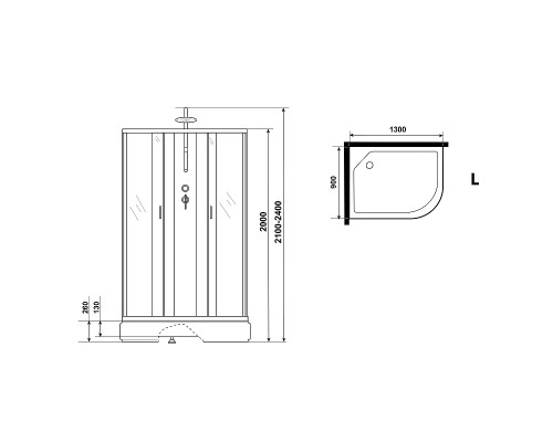 Душевая кабина Niagara Classic 130х90 L NG-33394-14LBKTG с гидромассажем