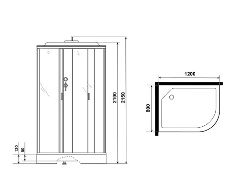 Душевая кабина Niagara Classic 120х80 L NG-3512-14LF с гидромассажем
