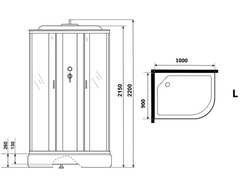 Душевая кабина Niagara Classic 100х90 L NG-33094-14LG с гидромассажем