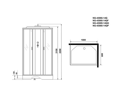 Душевая кабина Niagara Classic 100х80 NG-43085-14QG с гидромассажем