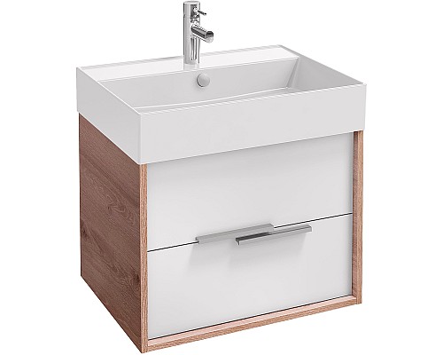 Тумба под раковину Jacob Delafon Vivienne 60 EB1666-E75-J5 подвесная Белая глянцевая Дуб давос натуральный