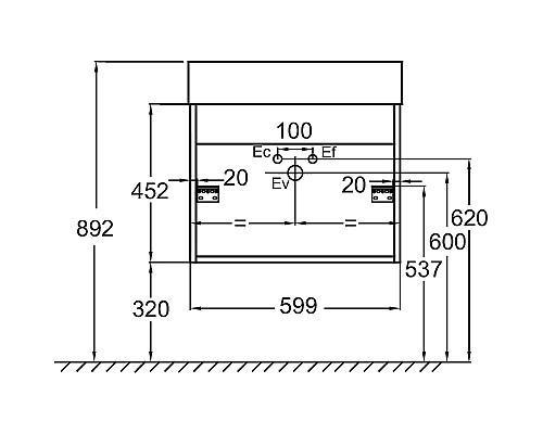 Тумба под раковину Jacob Delafon Vivienne 60 EB1666-E75-J5 подвесная Белая глянцевая Дуб давос натуральный