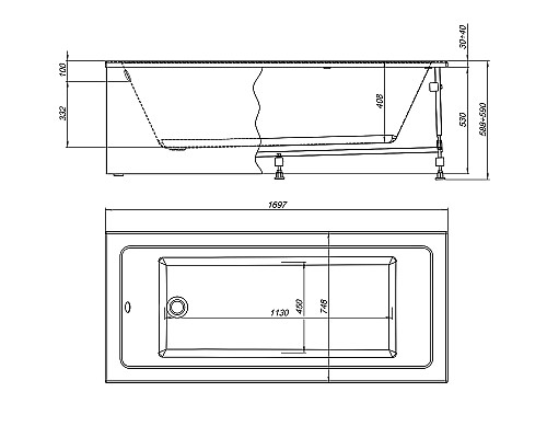 Акриловая ванна Aquanet Grace 170х75 312397 без гидромассажа
