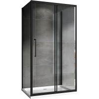 Душевой уголок Abber Schwarzer Diamant 100x75 профиль Черный стекло прозрачное