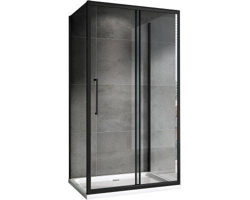 Душевой уголок Abber Schwarzer Diamant 100x75 профиль Черный стекло прозрачное
