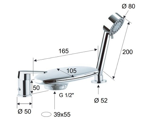 Смеситель на борт ванны Remer Dream D07UF Хром