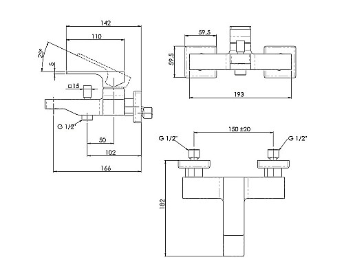 Смеситель для ванны Remer Absolute AU05NO Черный матовый