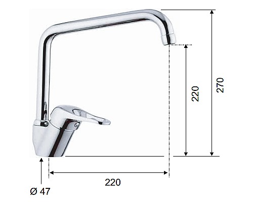 Смеситель для кухни Remer Kiss K42U Хром