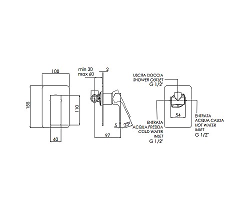 Смеситель для душа Remer Absolute AU30NP Никель брашированный