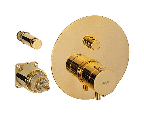 Смеситель для душа Remer Minimal Thermo NT09KBDO с термостатом Золото