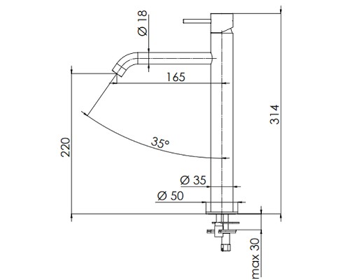 Смеситель для раковины Remer X Style Inox SSX12LXL Нержавеющая сталь