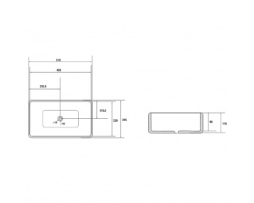 Раковина-чаша Abber Rechteck 51 AC2207MB Черная матовая