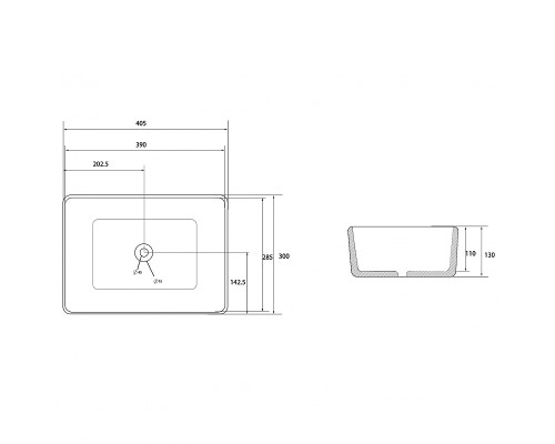 Раковина-чаша Abber Rechteck 40 AC2213MG Серая матовая