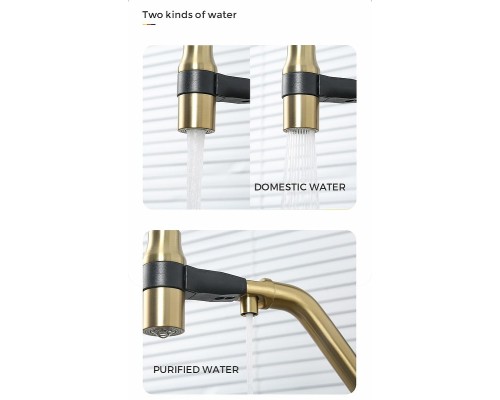 Смеситель для кухни Gappo G4398-83 Золотой сатин Черный