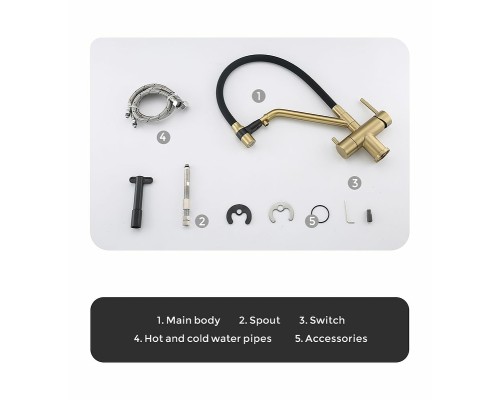 Смеситель для кухни Gappo G4398-83 Золотой сатин Черный