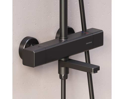 Душевая система Damixa Gala 953810300 с термостатом Черная матовая