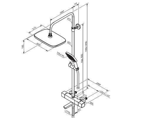 Душевая система Damixa Gala 953810300 с термостатом Черная матовая