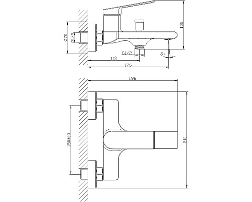 Смеситель для ванны Orange Gauss M30-100b Черный матовый