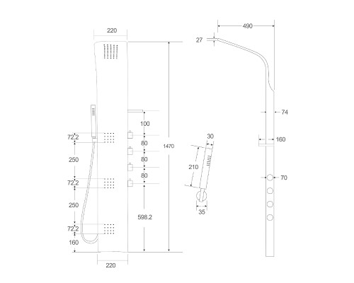 Душевая панель Ceruttispa Bella B CT9254 с гидромассажем Черная матовая