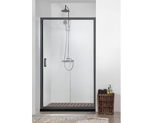 Душевая дверь Aquatek 100 AQ ARI RA 10020BL профиль Черный стекло прозрачное