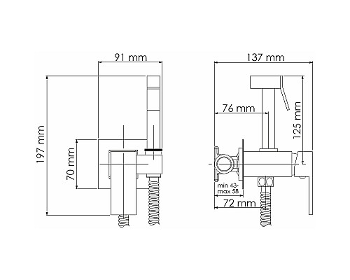 Гигиенический душ со смесителем WasserKRAFT A71138 Хром