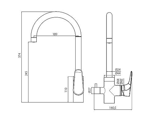 Смеситель для кухни Damixa Merkur 400730000 Хром