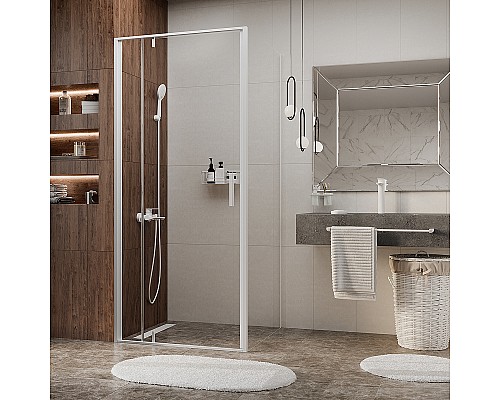 Душевая стенка WasserKRAFT Neime 19P10-RP100/Rhin 44S10-RP100 100 19P10-RP100/44S10-RP100 профиль Белый стекло прозрачное