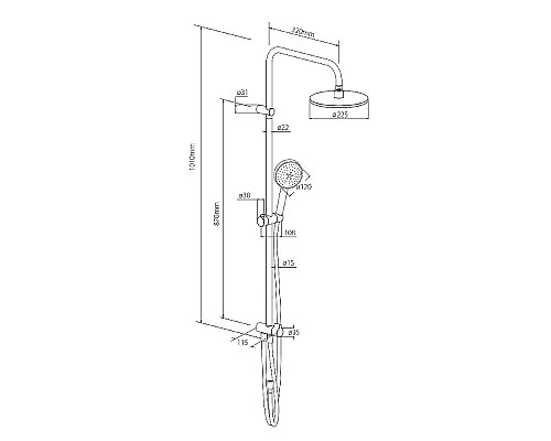Душевая система Damixa Jupiter 977000200 Белая матовая