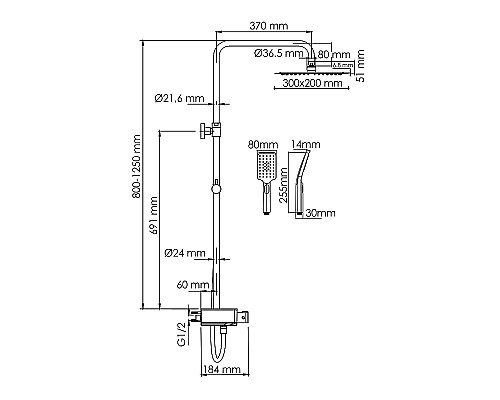 Душевая система WasserKRAFT A113.069.126.CH Thermo с термостатом Хром Белая
