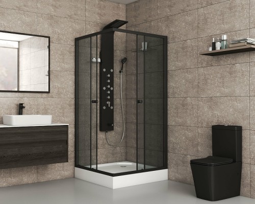 Душевой уголок Niagara Eco 80х80 NG-008-14QT профиль Черный стекло тонированное