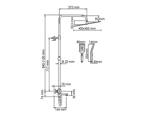 Душевая система WasserKRAFT A199.119.126.087.CH Thermo с термостатом Хром
