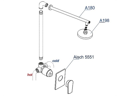 Душевая система WasserKRAFT A55180 Золото матовое