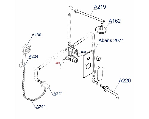 Душевая система WasserKRAFT A172071 Черная матовая
