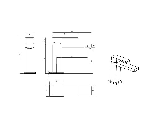 Смеситель для раковины Boheme Qubic 471-B Черный матовый