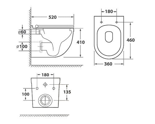 Унитаз Owl 1975 Eld Cirkel-H TOWLT190101 подвесной с сиденьем Микролифт