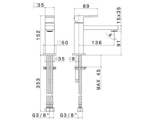 Смеситель для раковины Kerama Marazzi Futura 66411KM.21.018 Хром