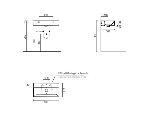 Раковина GSI Kube X 70 9455111 Белая