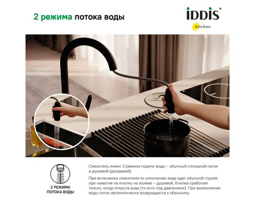 Смеситель для кухни Iddis Cuba Черный матовый