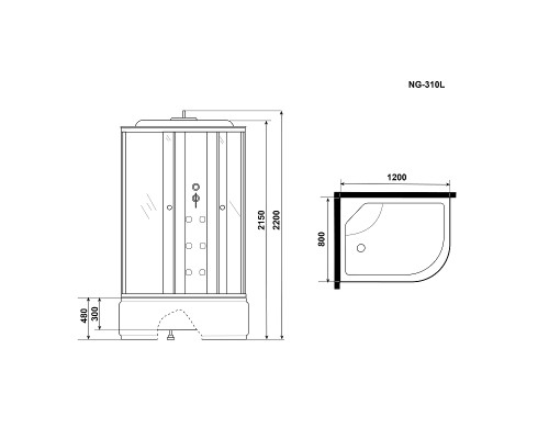 Душевая кабина Niagara Ultra 120x80 L NG-310-01L с гидромассажем