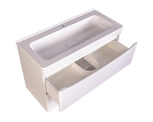 Тумба под раковиной Style Line Бергамо мини 90 Люкс Plus СС-00002364 подвесная Белая антискрейч