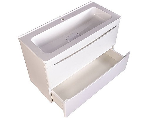 Тумба под раковиной Style Line Бергамо мини 90 Люкс Plus СС-00002364 подвесная Белая антискрейч