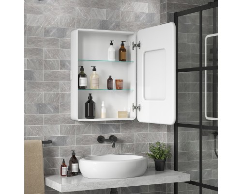 Зеркальный шкаф Reflection Circle 600х800 R RF2108SR с подсветкой Белый матовый