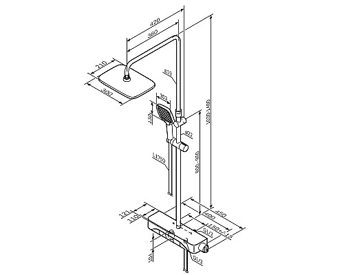 Душевая система AM.PM Func F078F322 с термостатом Черная матовая