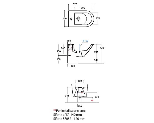 Биде Globo Forty3 FOS09.BI*1 подвесное Белое